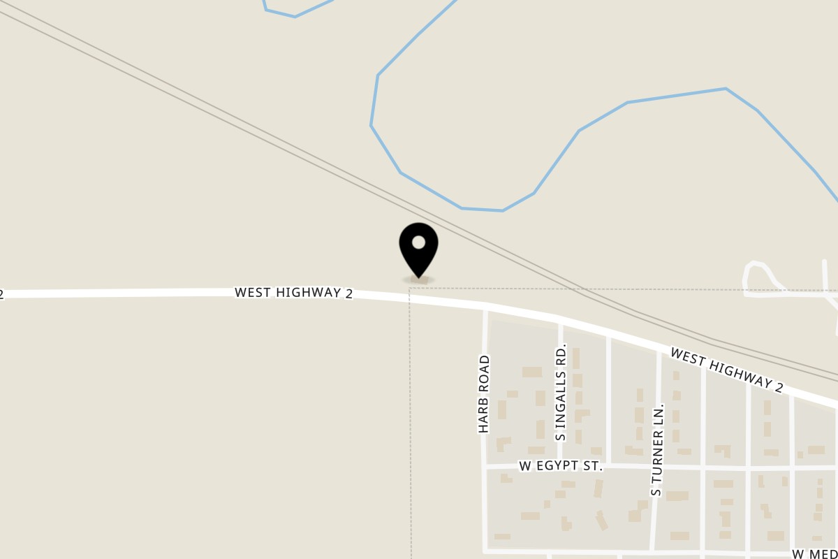 Map showing the location of Ol' Ironsides Barbecue and Banquet Hall on 608 NE-2 in Cairo